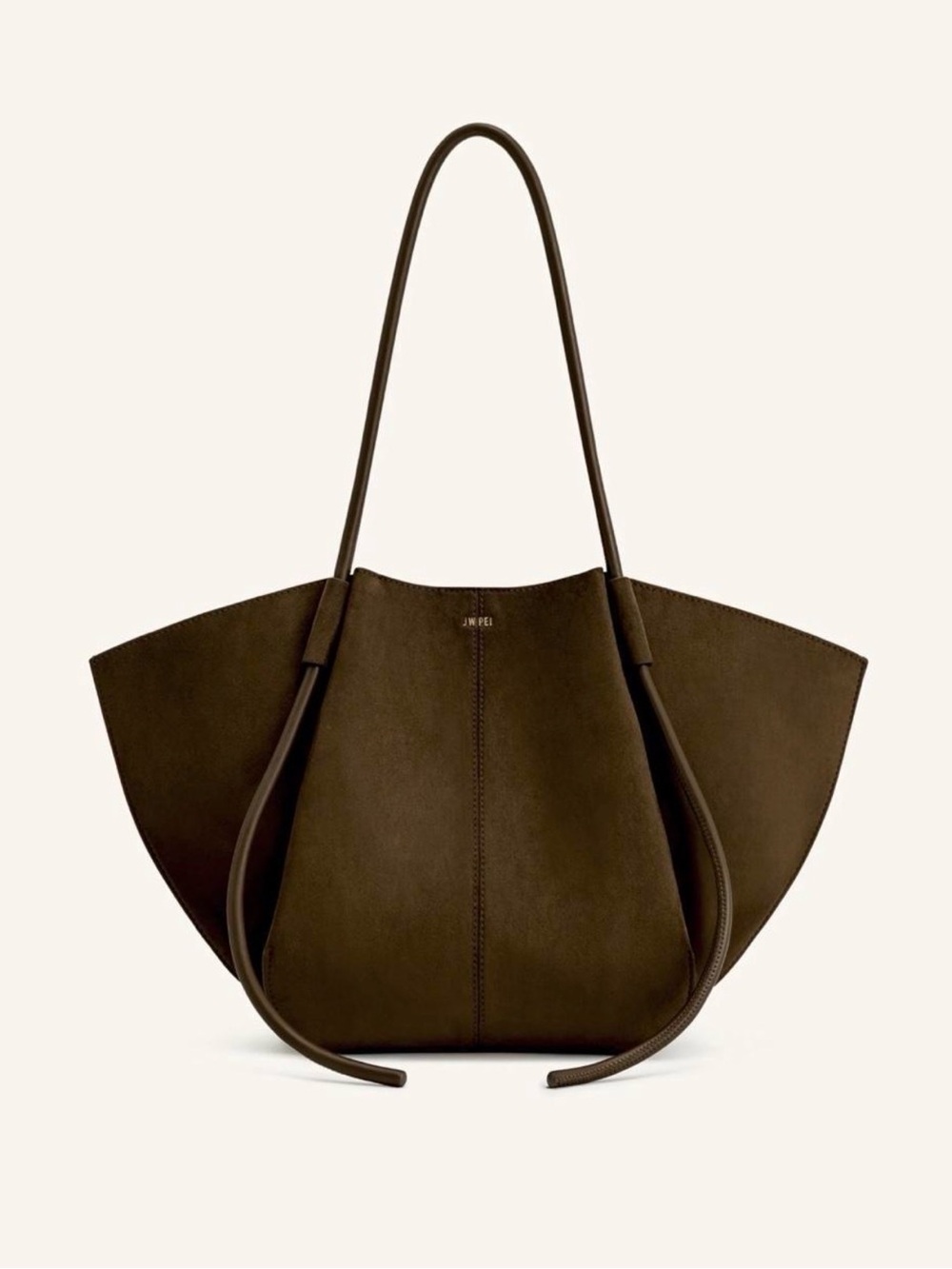 JW PEI Dark Brown Structured Tote with Long Shoulder Straps